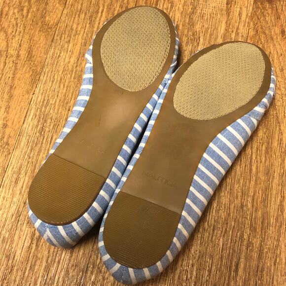 NWOT Nautica Bayard Blue & White Stripe Knotted Flats Size 8 - Picture 7 of 12